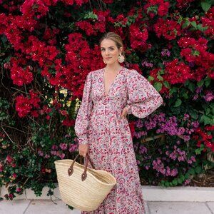 NWT Antik Batik Cherie V-Neck Long Printed Dress